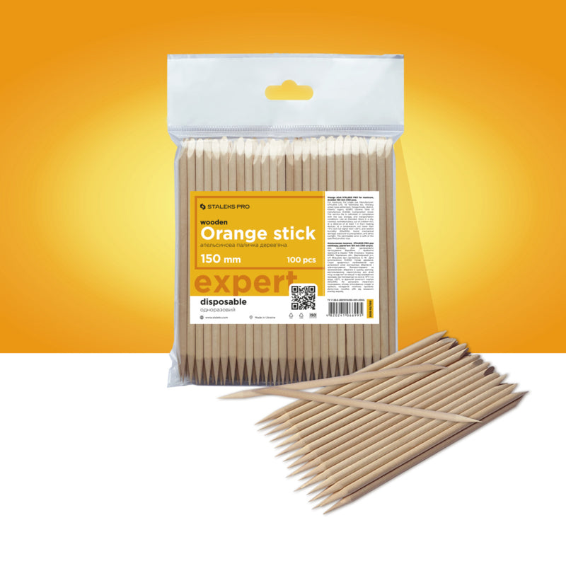 Staleks Pro Wooden Cuticle Pusher Sticks 150 mm 100 Pieces (DOS-10-100)