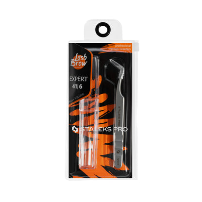 Staleks Pro Eyelash Tweezers Expert 41 Type 6 Curved for Volume Lash Extensions (TE-41/6)
