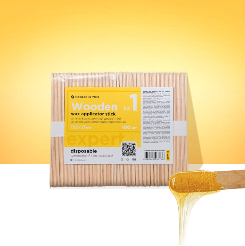 Staleks Pro Expert Wooden Wax Applicator Stick Wide 150x17cm 100 Pieces (DSW-10)