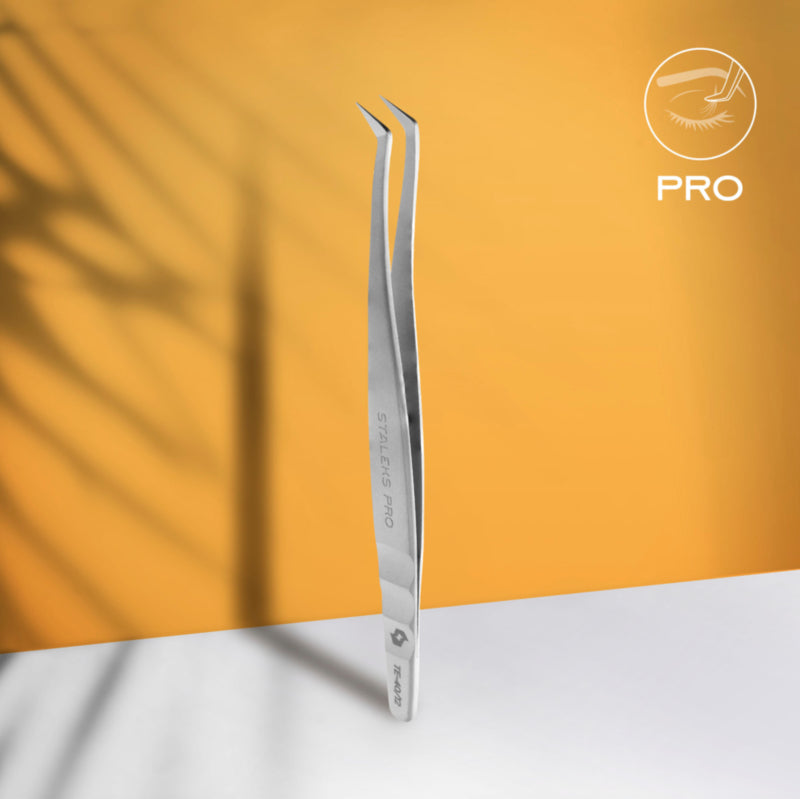 Staleks Pro Eyelash Tweezers Expert 40 Type 12 Curved for Volume Lash Extensions (TE-40/12)