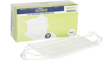 Face Mask 3 Ply White 50 Pack (Type IIR)
