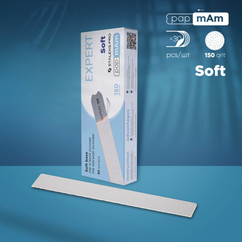 Staleks Pro Expert 20 PapmAm Straight File Soft Base White 25 Pieces (DFCE-20 series)
