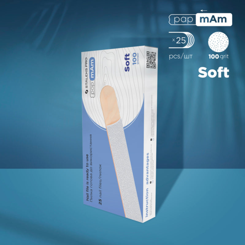Staleks Pro Expert 20 Straight File Soft Base White + Wooden Base 25 pcs (DWCE-20 series)