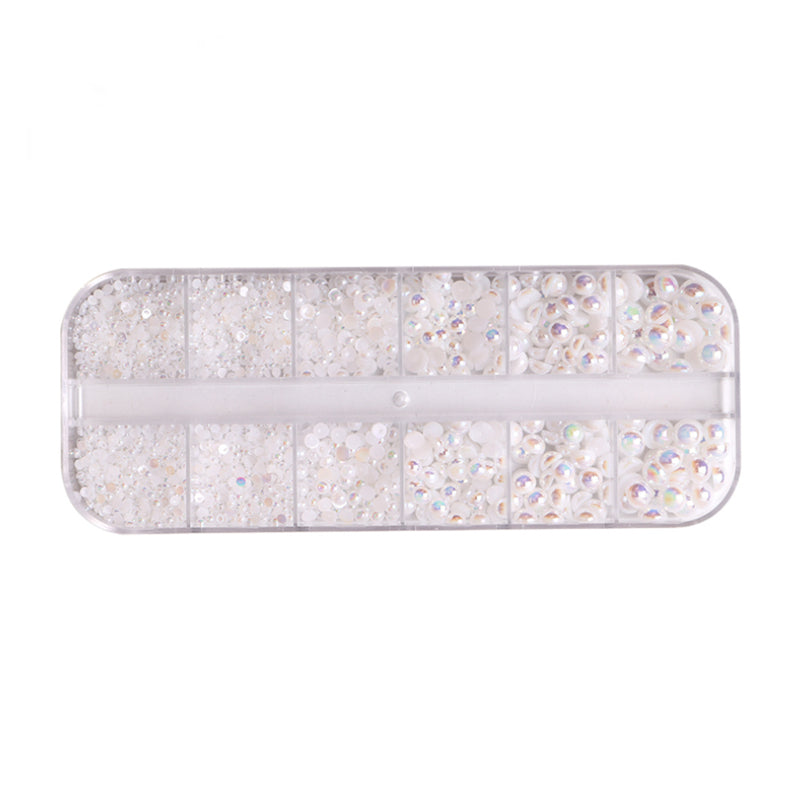 Colortone Flatback Pearls White AB