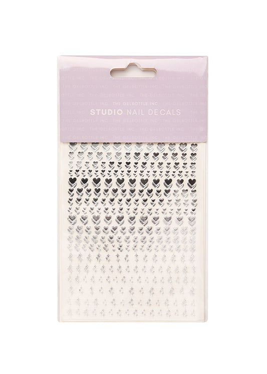 The GelBottle Studio Nail Decals Silver Heart and Twinkle