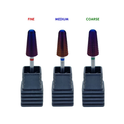 Shape It Up Carbide Bur Bit Purple Rounded Volcano Cone 2-Way Medium Blue (Manicure Pedicure)