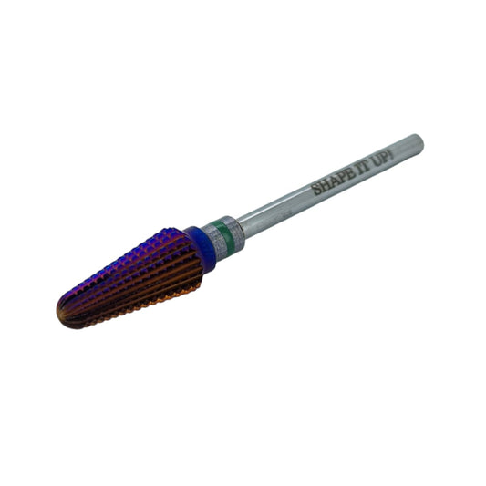 Shape It Up Carbide Bur Bit Purple Tapered Tornado Coarse Green (Manicure Pedicure)