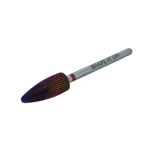 Shape It Up Carbide Bur Bit Purple Typhoon Flame 2-Way Fine Red (Manicure Pedicure)