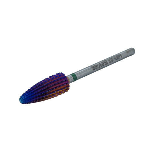 Shape It Up Carbide Bur Bit Purple Typhoon Flame 2-Way Coarse Green (Manicure Pedicure)