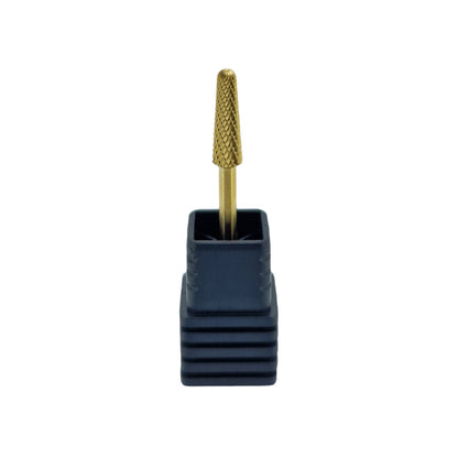 Shape It Up Carbide Bur Narrow Rounded Cone Medium Gold Series (Manicure Pedicure)