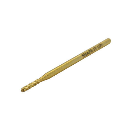 Shape It Up Carbide Bur Narrow Cylinder Round Top Coarse Green Gold Series (Manicure Pedicure)