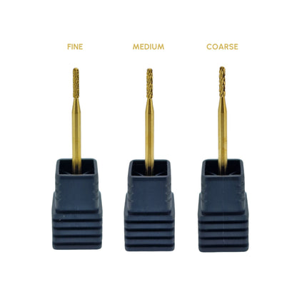 Shape It Up Carbide Bur Narrow Cylinder Round Top Fine Red Gold Series (Manicure Pedicure)