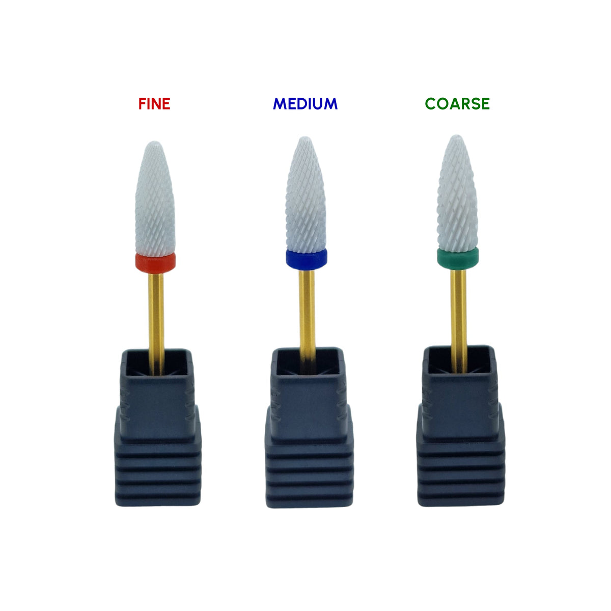 Shape It Up Ceramic Milling Bit Long Flame Coarse Green Gold Series (Manicure Pedicure)