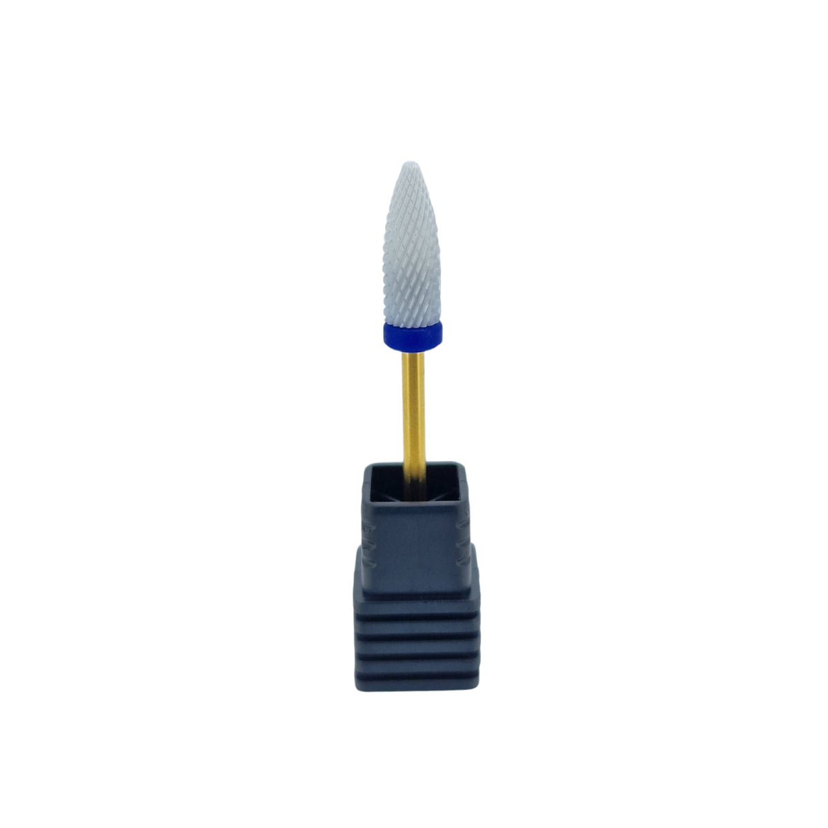 Shape It Up Ceramic Milling Bit Long Flame Medium Blue Gold Series (Manicure Pedicure)
