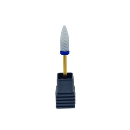 Shape It Up Ceramic Milling Bit Long Flame Medium Blue Gold Series (Manicure Pedicure)
