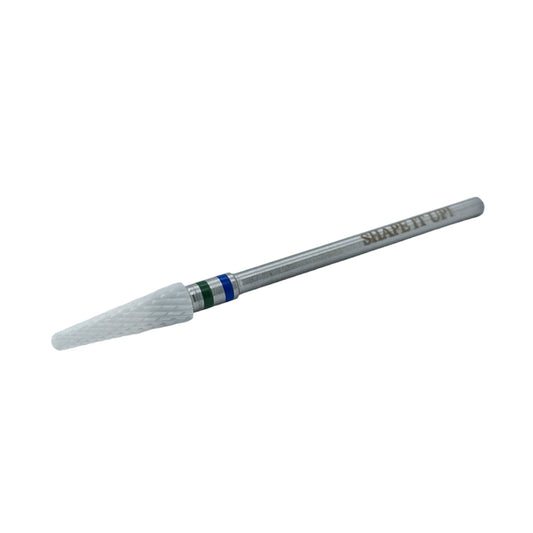 Shape It Up Ceramic Milling Bit Narrow Rounded Cone Coarse Green Blue (Manicure Pedicure)