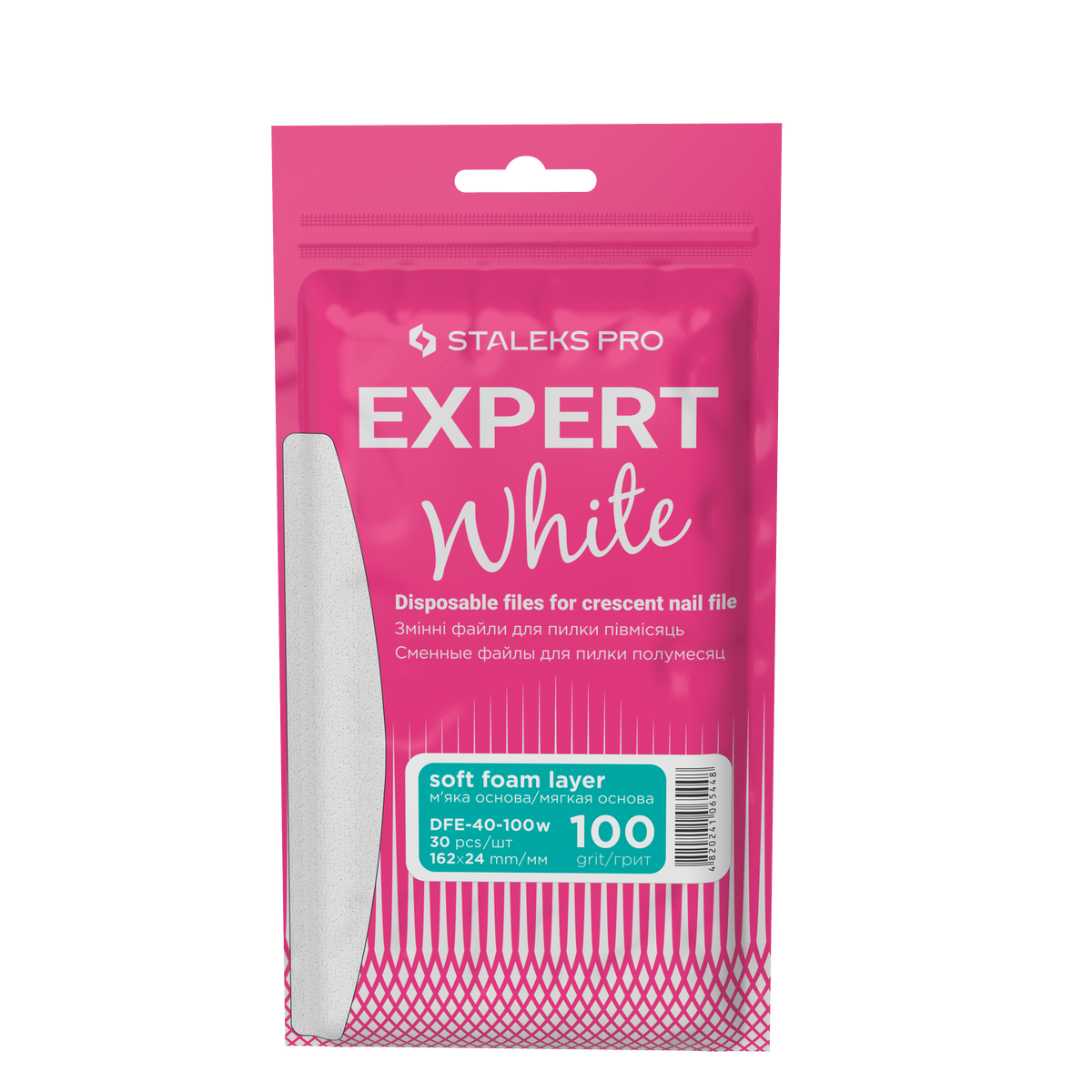 Staleks Pro Expert 40 Disposable Files Half Moon With Foam 30 pcs (DFE-40 series)