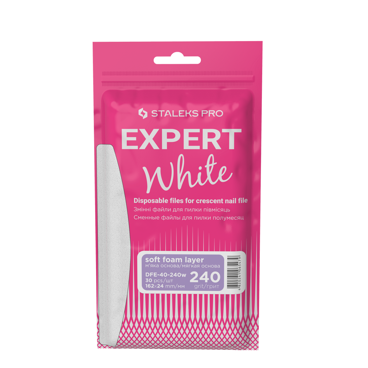 Staleks Pro Expert 40 Disposable Files Half Moon With Foam 30 pcs (DFE-40 series)