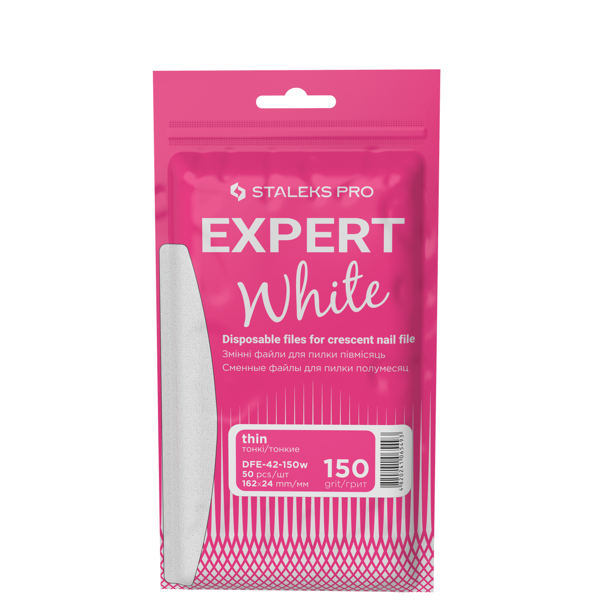 Staleks Pro Expert 42 White Replaceable Half-Moon Nail Files Grit 100 50 Pieces (DFE-42 Series)