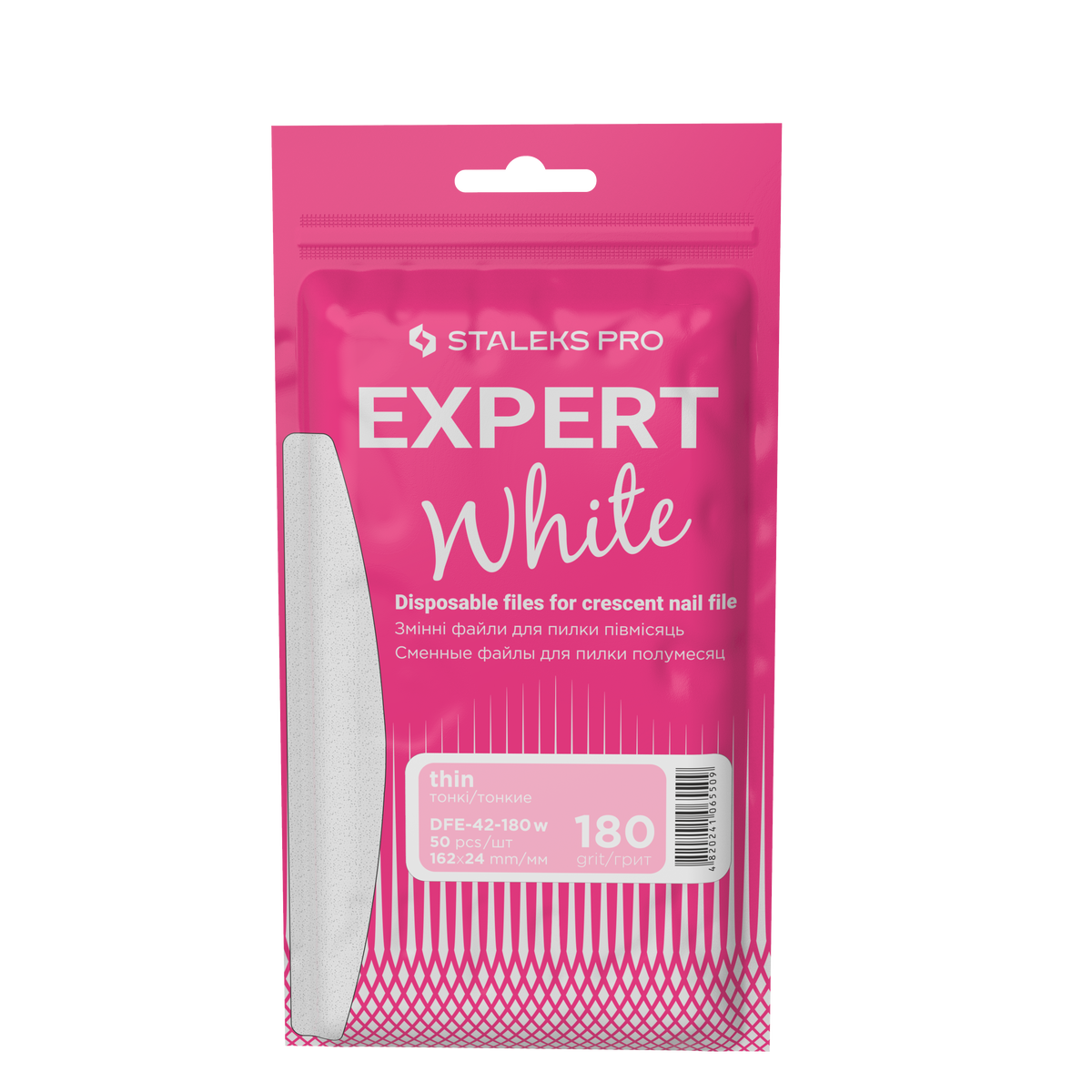 Staleks Pro Expert 42 White Replaceable Half-Moon Nail Files Grit 100 50 Pieces (DFE-42 Series)