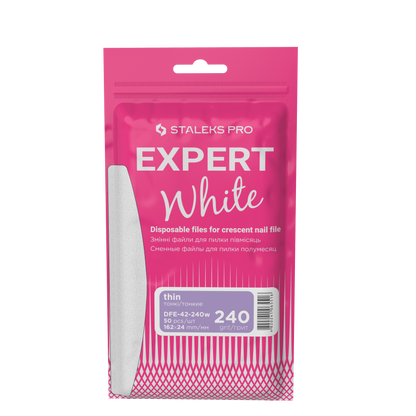 Staleks Pro Expert 42 White Replaceable Half-Moon Nail Files Grit 100 50 Pieces (DFE-42 Series)