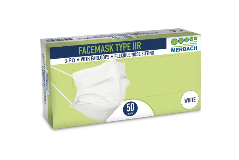 Face Mask 3 Ply White 50 Pack (Type IIR)